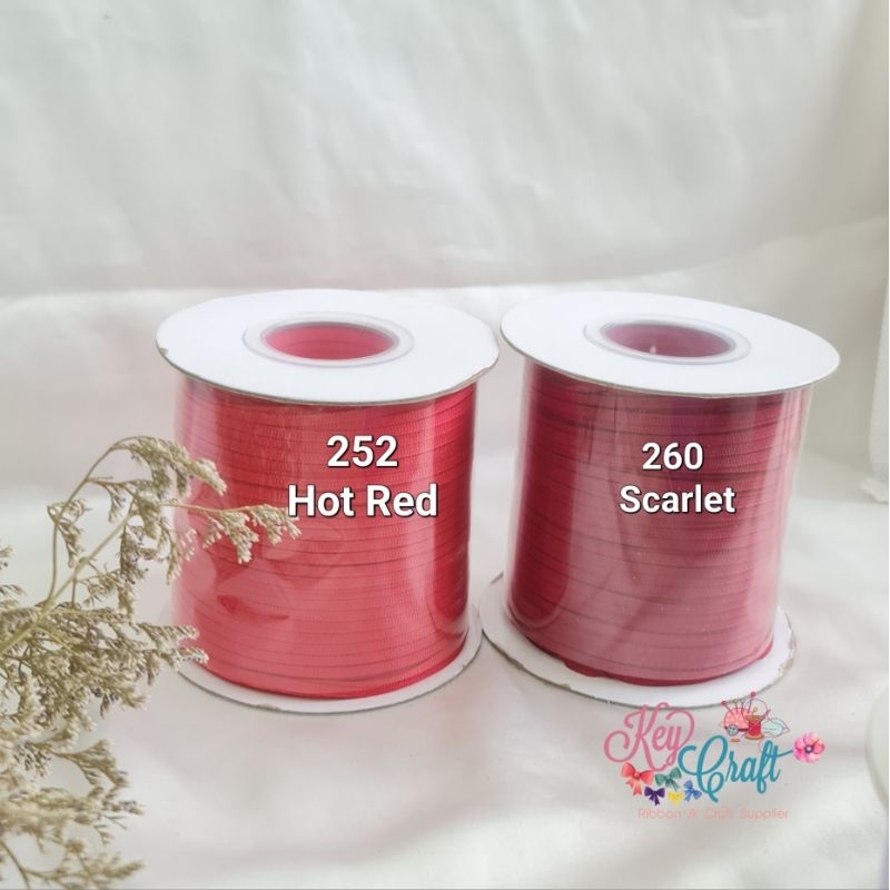 (5yards)-ริบบิ้น Grossgrain Plain นําเข้า ขนาด 0.3cm สีแดง