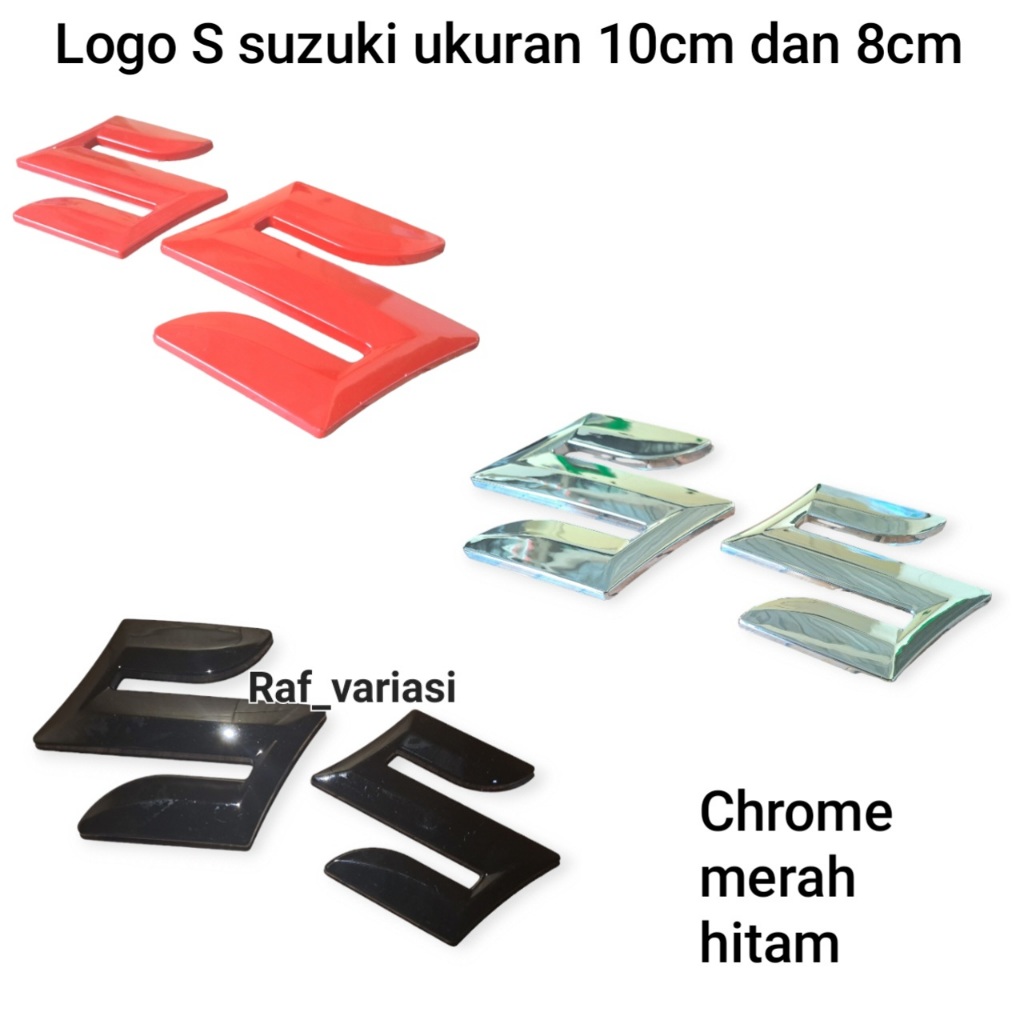 Merah HITAM suzuki Car s Logo สัญลักษณ์ / suzuki s Logo chrome แดง ดํา / suzuki ertiga swift apv karimun สัญลักษณ์ / โลโก้ขนาด 10 ซม. และ 8 ซม.