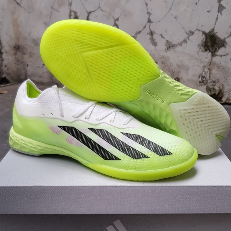 Adidas X Crazyfast รองเท้าฟุตซอลสีขาวสีเขียว ic