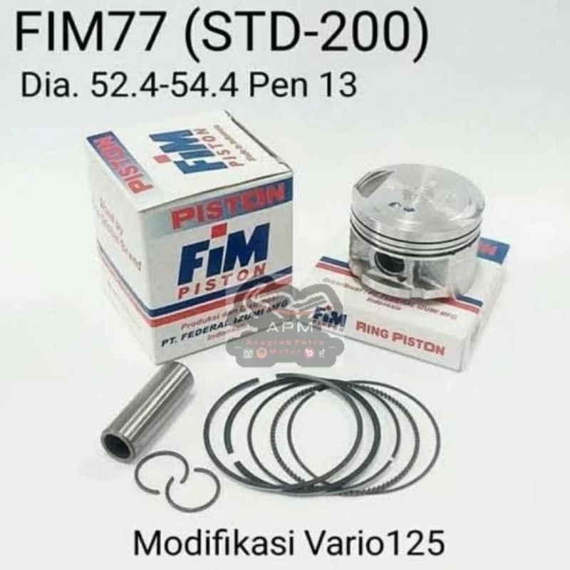 PISTON KIT / PISTON SET FIM77 VARIO 125 KWN Os Std 025 050 075 100 150 200 FIM 77