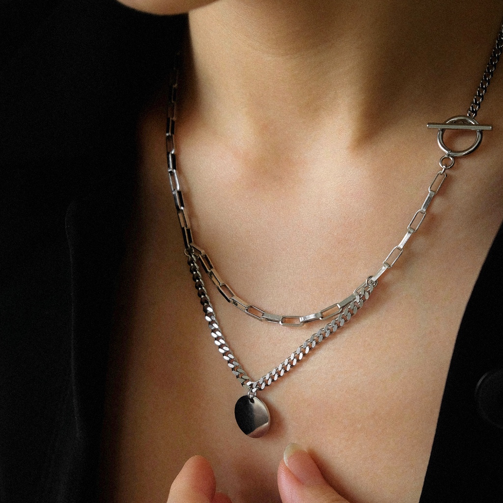 Arnaé Archive Double Chain Toggle Disc Necklace