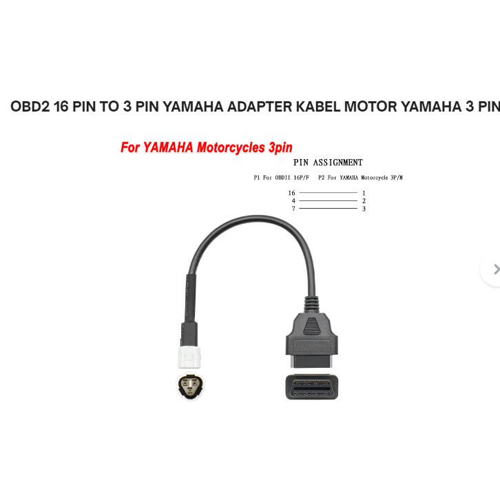 OBD2 16 PIN TO 3 PIN YAMAHA MOTORCYCLE CABLE ADAPTER YAMAHA 3 PIN