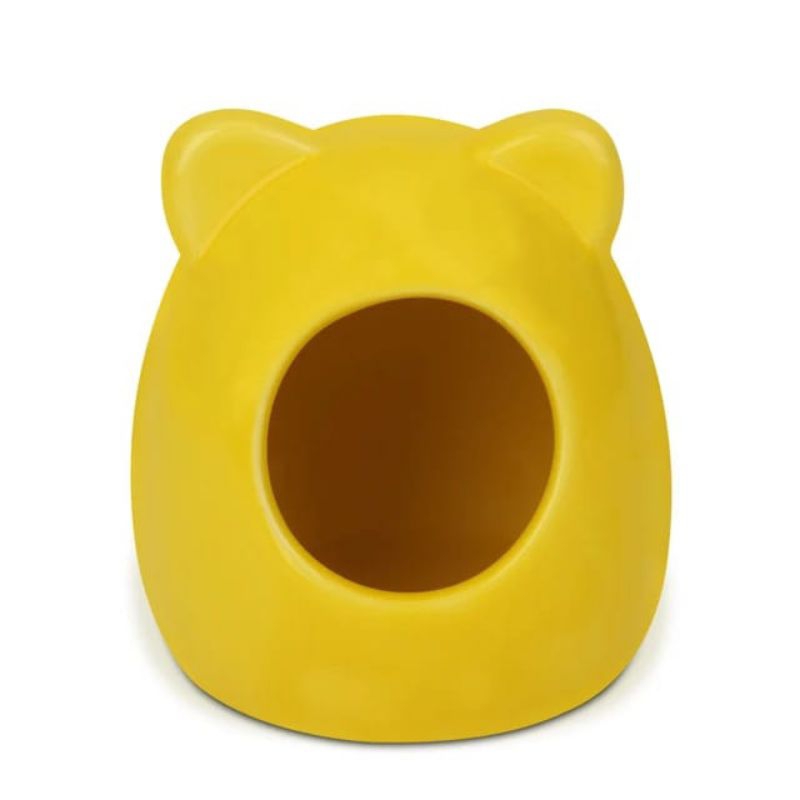 1 ชิ้น - Hamster House / Hamster Hideout with Bear House Motif - สีเหลืองเล็ก