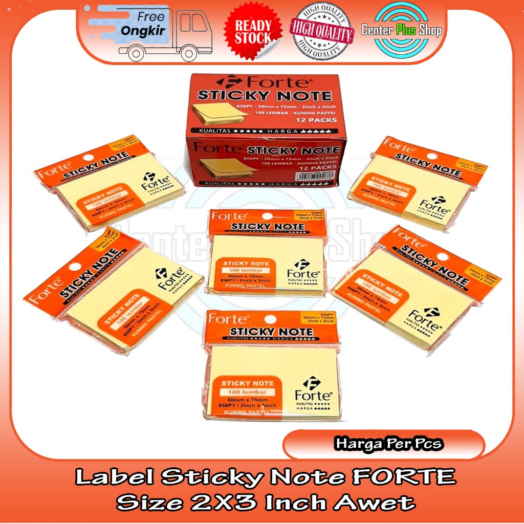Sticky Note / Forte Sticky Memo Paper (50mm x 75mm) Label / Memo STICKY NOTES FORTE 2X3 นิ้วหนาและคุ