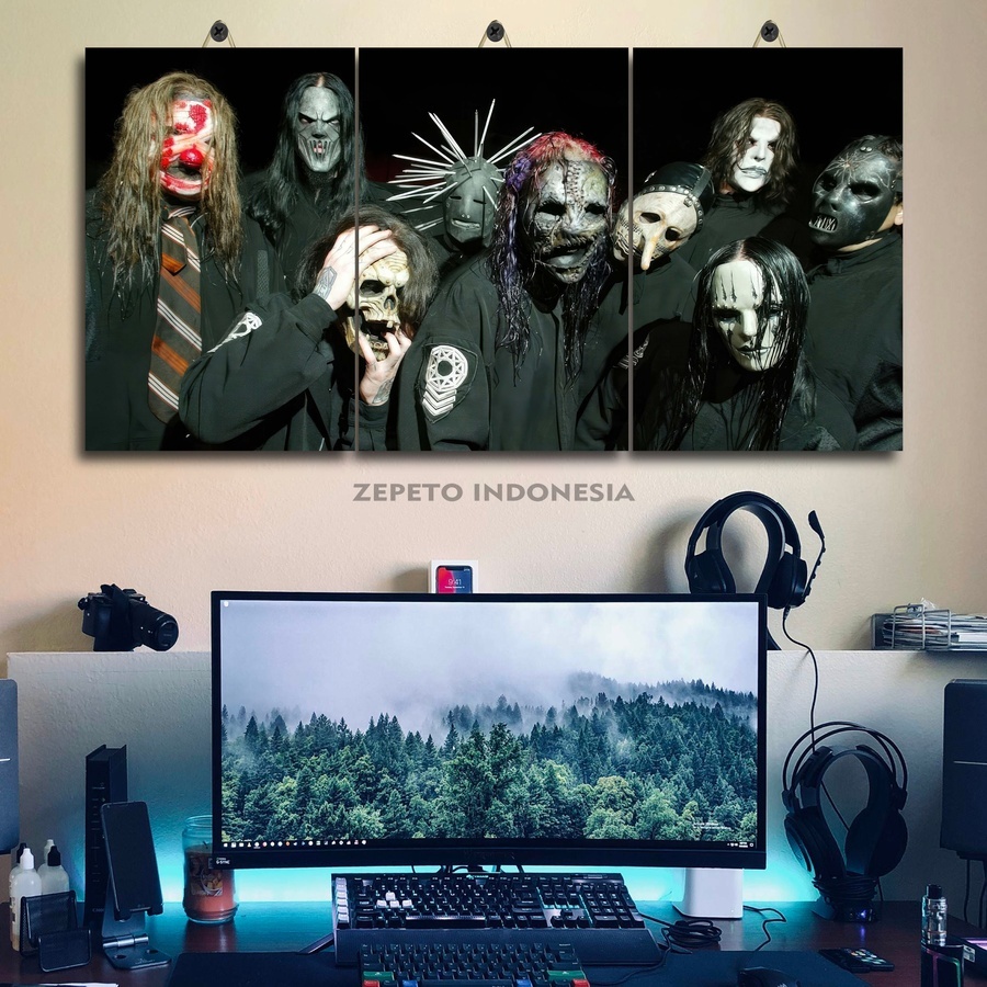 Slipknot Band Wall Decoration 60X30 Multi Panel / Zepeto Indonesia / Jumbo Personil Slipknot Wall Po
