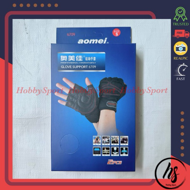 Aomei 6709 ถุงมือยิมกันลื่น การฝึกรองรับการออกกําลังกาย