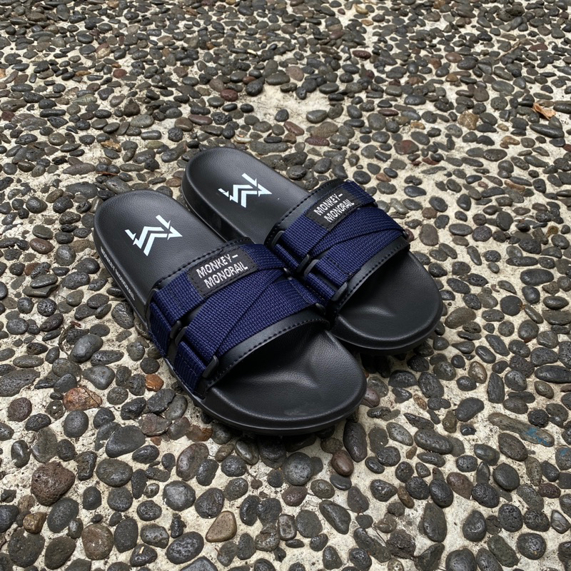 Monkey Monorail Series Zigzag Slide Sandals 4 สีผู้ชายรองเท้าแตะ Monkey Monorail รองเท้าแตะ