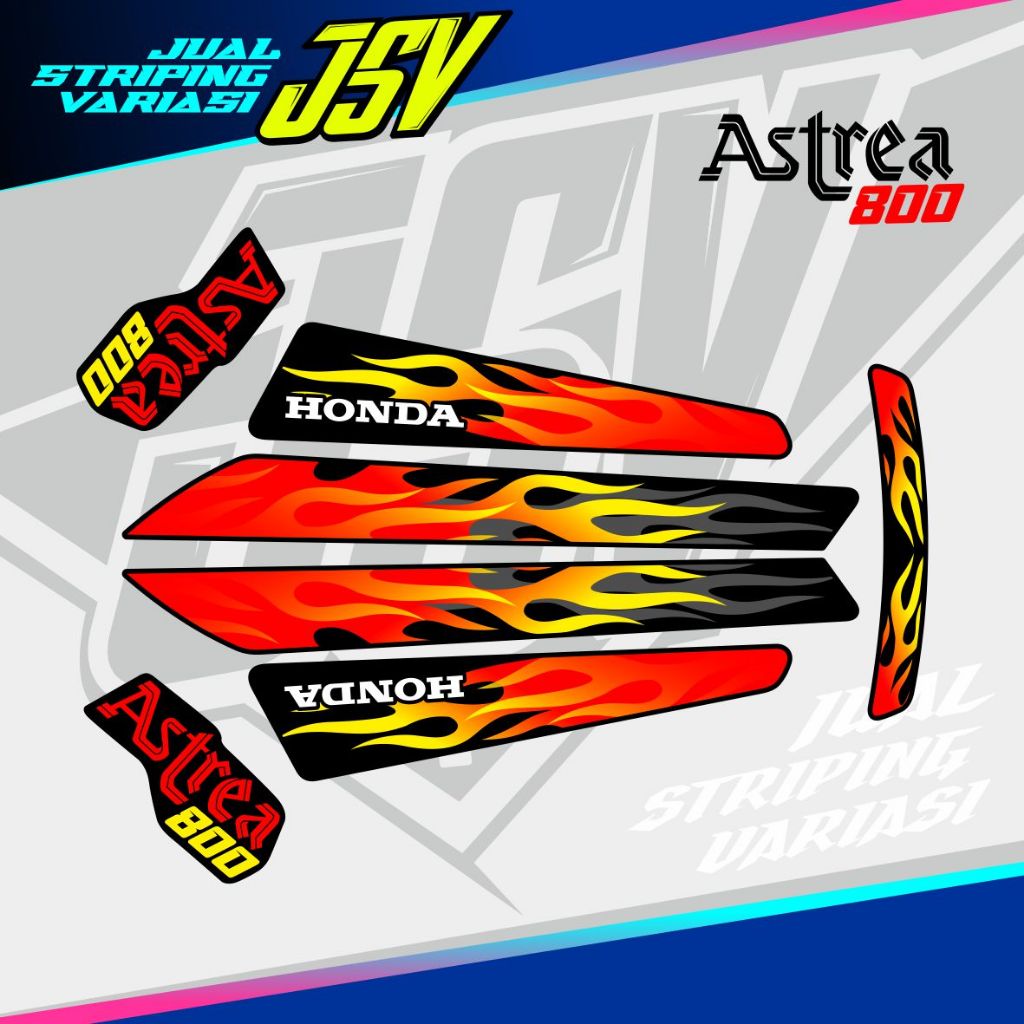 Striping Honda Astrea 800 FLAME API Sticker Lis c800 1984 1985 1986