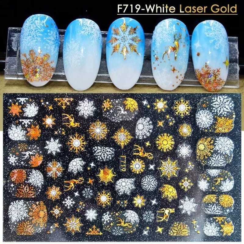 GOLD SILVER CHRISTMAS NAIL STICKERS / CHRISTMAS NAIL STICKERS