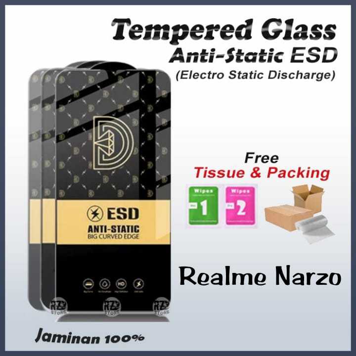 LAYAR TG FULL กระจกเคลือบเงาป้องกันไฟฟ้าสถิตย์กระจกนิรภัยใส REALME X XT X2 NARZO 20 30 30A 50 50A 50