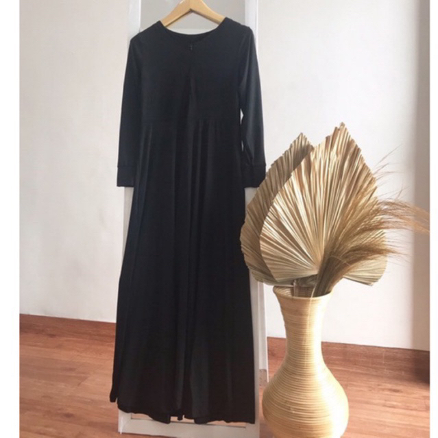 ONE SET ABAYA UMRAH UMROH COOL LONG DRESS เสื้อยืดเจอร์ซีย์สีดํา