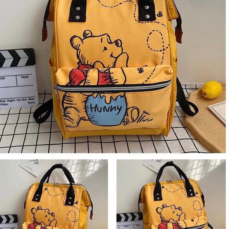 Anello winnie the pooh Backpack กระเป๋าผ้าอ้อม กระเป๋านักเรียนเด็ก กระเป๋าเดินทางขนาดใหญ่ กระเป๋า Homecoming กระเป๋า winnie the pooh anello กระเป๋า