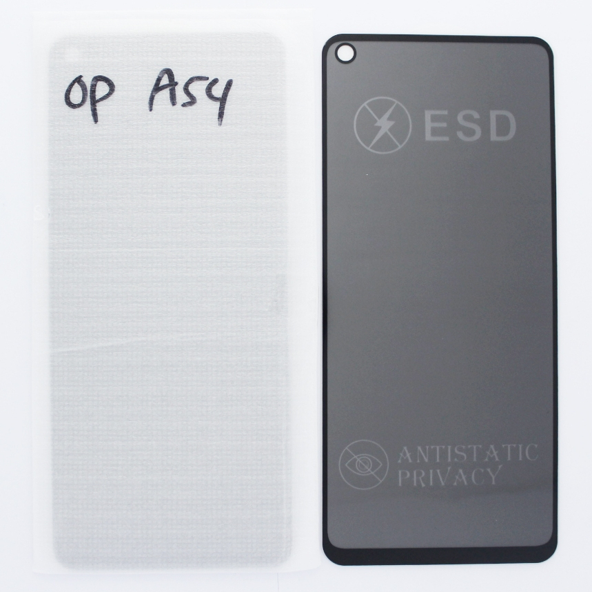 TEMPERED GLASS ANTI-STATIC PRIVACY OP A54 4G- 2021 CPH2239 BLACK = A53 4G RE 6 RE 6S RE 8 9 PRO PLUS