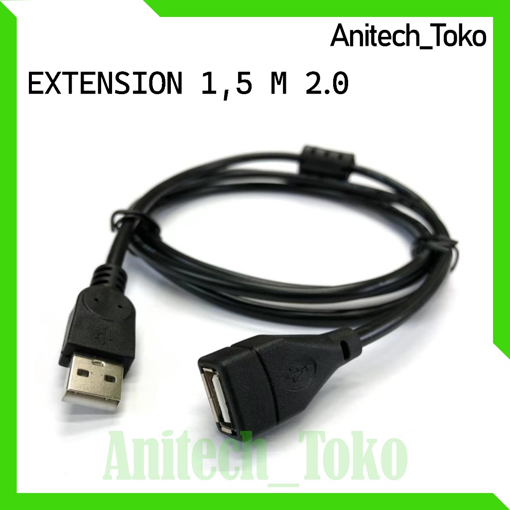 Hitam [Antech_toko] สายเสริม Usb 2.0 1.5 สีดํา