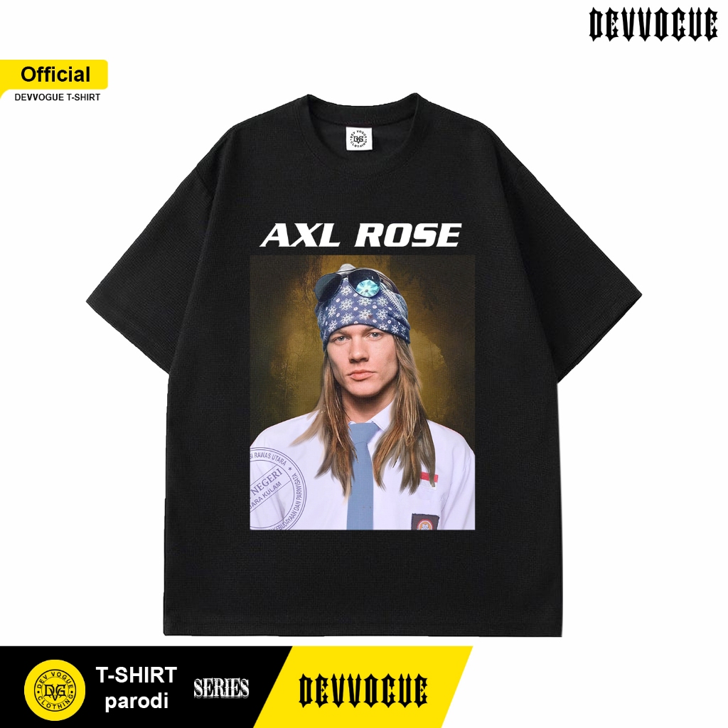 เสื้อยืดวง Devvogue parodi AXL ROSE / black 24s ผ้าฝ้ายหวีวัสดุ unisex