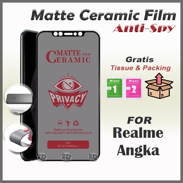 LAYAR กระจกนิรภัยความเป็นส่วนตัวเต็มรูปแบบ CERAMIC ป้องกัน SPY REALME U1 1 2 3 3I 5 5i 5S 6 6I 7 7I 