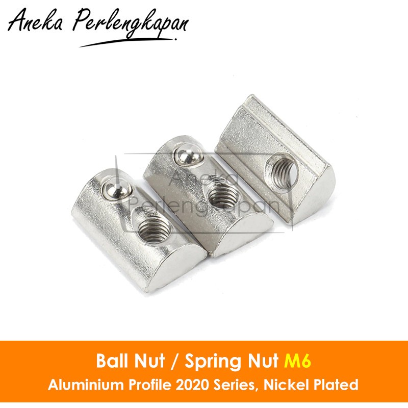 Ball Nut / Spring Nut เลื่อน M6 Aluminium Profile เนื้อหาซีรีส์ 2020 10 ชิ้น