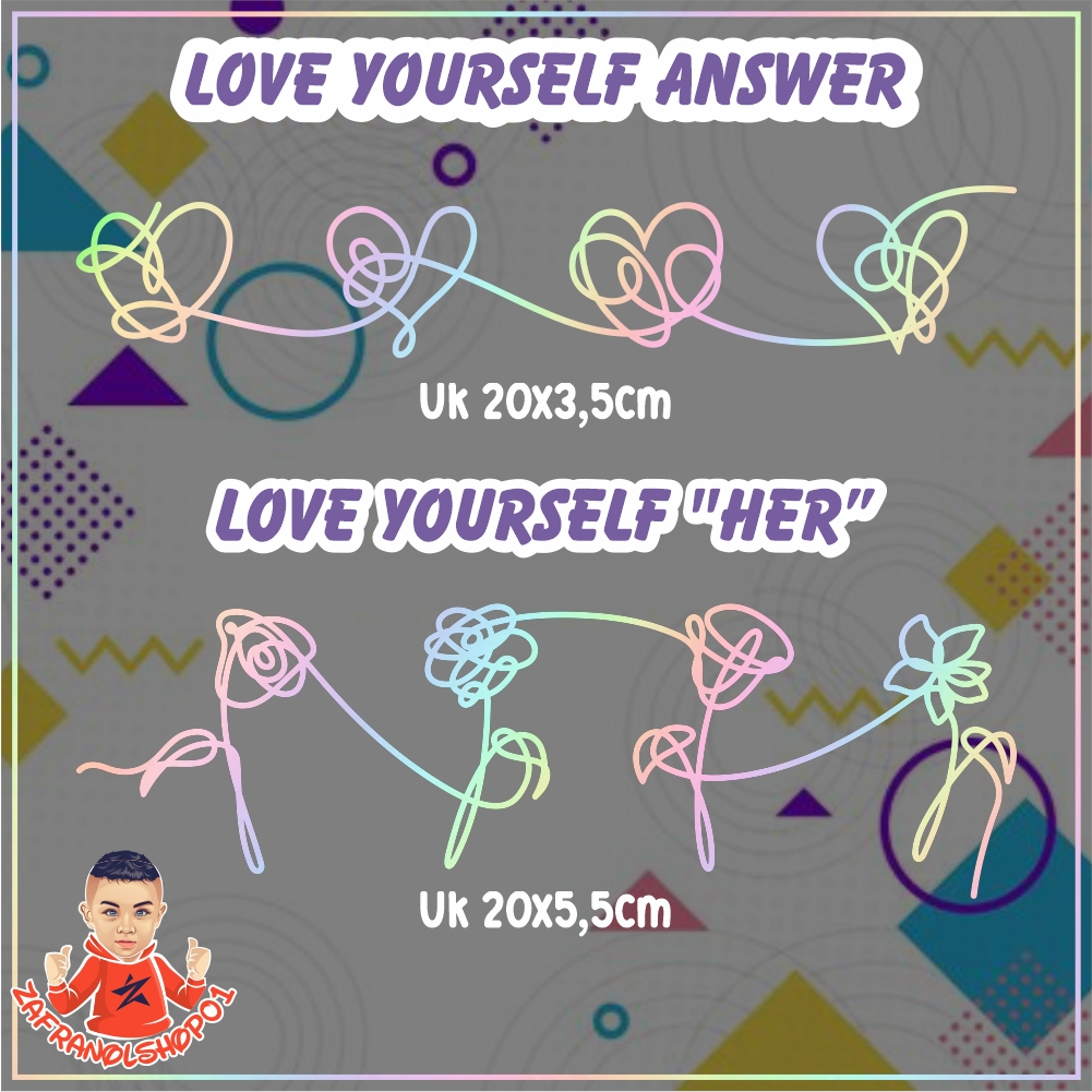 สติ๊กเกอร์ตัดคําตอบ Love Yourself โลโก้ BTS ARMY/สติ๊กเกอร์กระจกรถยนต์/สติ๊กเกอร์มอเตอร์ไซค์