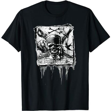 เสื้อยืด Disney Pirates of the Caribbean Jack Sparrow Skull Banner