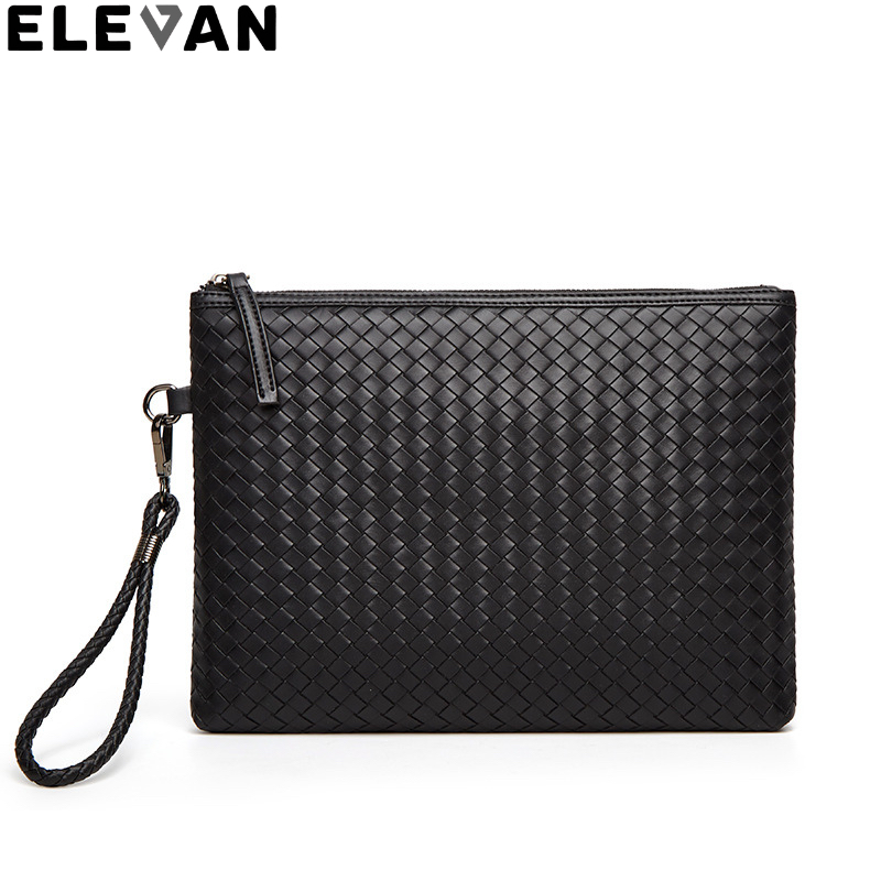 ข้อเสนอที่ดีที่สุด ELEVAN IPAD CLUTCH HANDBAG กระเป๋าสตางค์ผู้ชาย WOVEN LEATHER TC 8