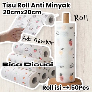 Tisu Dapur pembersih minyak  bisa dicuci Roll 50 Lembar Kain Lap Minyak Dapur Gulungan Serbaguna Tisu Dapur Roll Cuci Piring Multifungsi Penyerap minyak