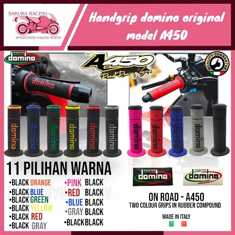 ปลอกแฮนด์โดมิโนดั้งเดิม Grip รุ่น A450 one set pnp ninja cbr klx vixion nmax pcx vario 160 ฯลฯสากล