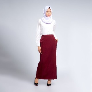 Rok kerja wanita span terbaru polyester premium stretch import syakira hitam abu maroon cabe kuning