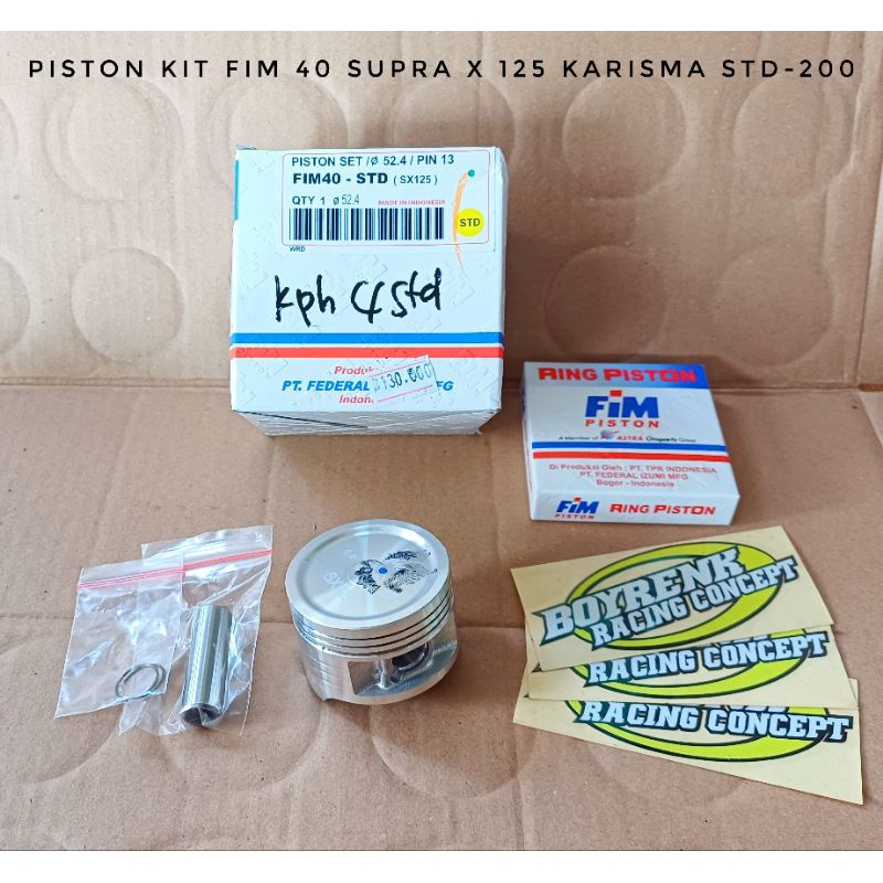 PISTON KIT SEHER SET FIM 40 HONDA KHARISMA SUPRA X 125 KIRANA BLADE 125 PIN 13 STD SIZE 50 100 150 2