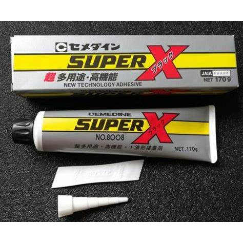 Hitam PUTIH Original 1 ชิ้น Silicon Cemedine Super-X Glue No.8008 170 กรัม Made Japan - สีดําและสีขาว