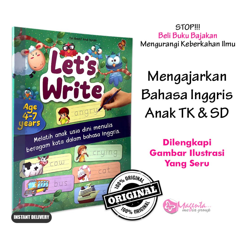 หนังสือการเรียนรู้ภาษาอังกฤษ - Lets Writing English Word Writing Practice สําหรับเด็กอายุ 4-7 ปี