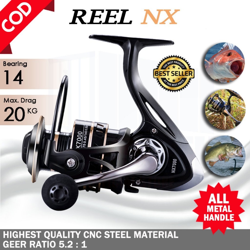 ❗ Taffsport Gold Sharking NX Series NX2000 NX4000 NX6000 Real Rail Roller Reel อัตราส่วนโลหะที่แข็งแ