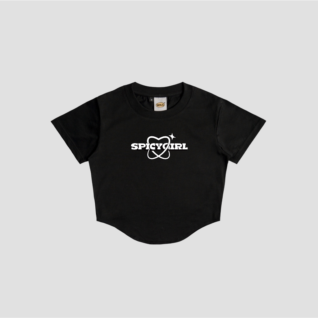 Woodlays Croptee Croptop Slimfit Curve Spice Girl สีดํา
