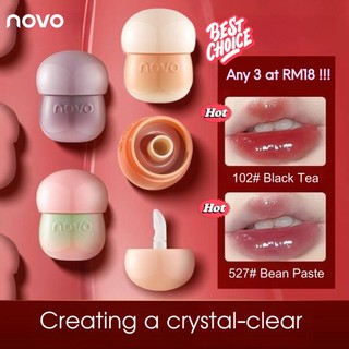 NOVO mirror crystal jelly lip gloss Lipstik yang melembapkan, tahan lama, tidak lengket, mengkilap, menutupi garis bibir/Kosmetik Bibir/Kosmetik