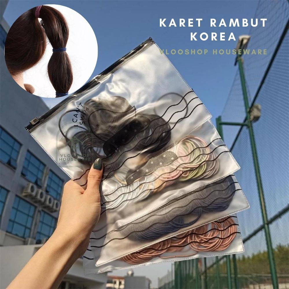 สไตล ์ เกาหลี POUCH ยางรัดผมยางยืดธรรมดา 100 เนื ้ อหา/KARENT สร ้ อยข ้ อมือล ็ อคผมต ่ อกระเป ๋ าช
