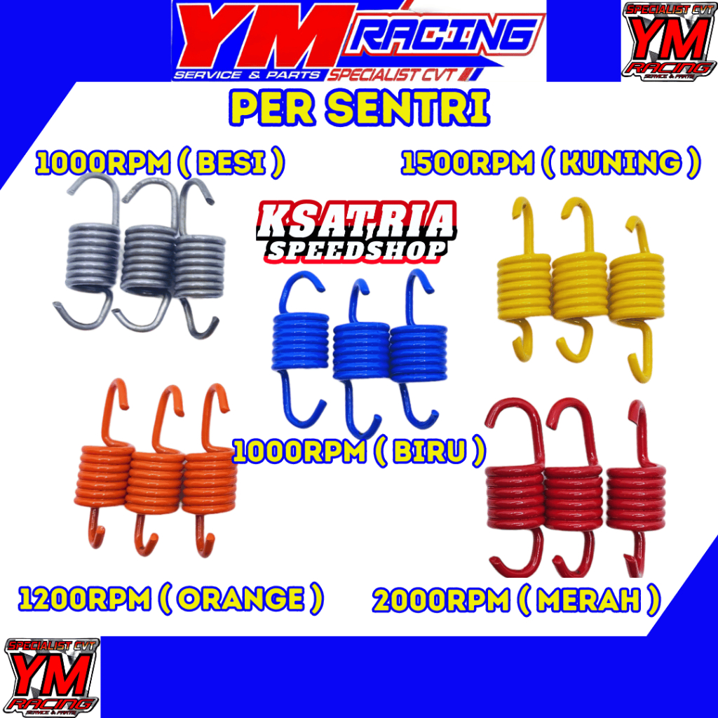 YM RACING 1000RPM 1200RPM 1500RPM 2000RPM 1 ชุดเปิดท้าย 3 ชิ้น / GRANULES ALL MATIC / 1000RPM CENTRI