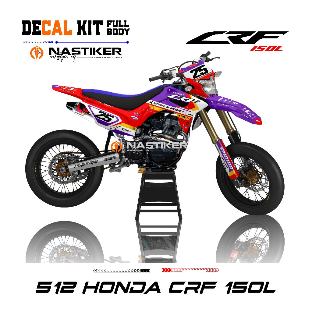 MERAH UNGU 0512- ชุดรูปลอก honda crf 150l fullbody สีแดง สีม่วง - รูปลอก crf 150 l เต็มตัว SIMPLE EL