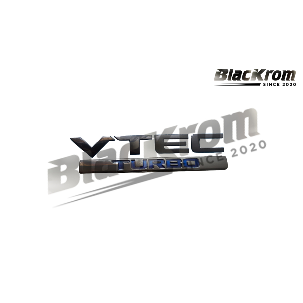 โลโก้สัญลักษณ์โครเมียมสีดําพร้อมการเขียน Vtec Turbo