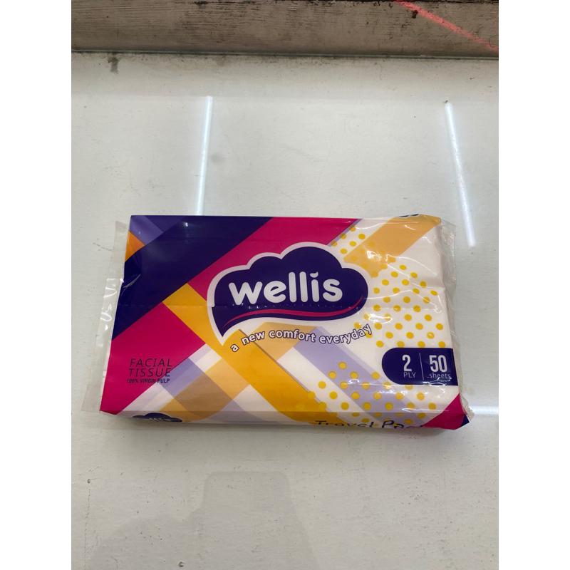 กระดาษเช็ดหน้า Wellis แพ็คเดินทาง 2 ชั้น 50 แผ่น