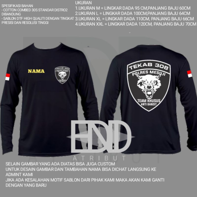 LONG-SLEEVED TEKAB POLRES MESUJI SHIRT PAY ส่งมอบฟรี NAME 24S COMBED COTTON MATERIAL