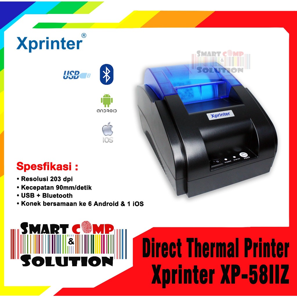 Xprinter XP58IIZ XP-58IIZ XP58 บลูทูธ 58 มม.เครื่องพิมพ์ลงทะเบียนเงินสดความร้อน