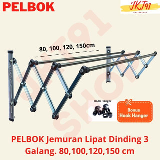 PLBOK SINGLE JEMURAN BAJU PAKAIAN DINDING LIPAT STAINLESS STEEL RAK JEMURAN 80 100 120 150