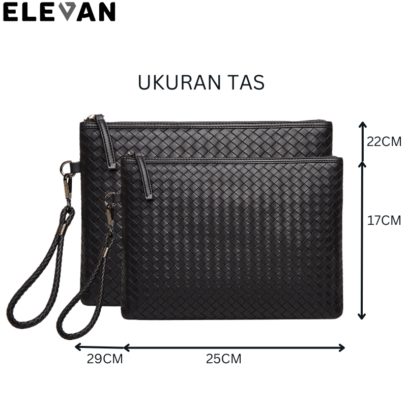 ELEVAN กระเป๋าถือผู้ชาย IPAD Clutch Wallet หนังทอ TC 8