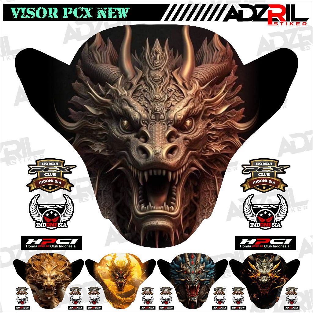 Hijau Honda PCX 160 NEW สติ๊กเกอร์กระบังหน้า Winshield DRAGON HEAD image (035) / สติ๊กเกอร์ Winshiel