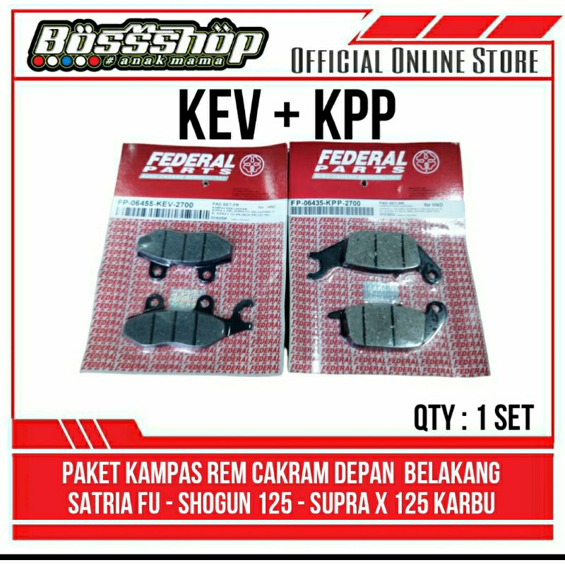 FEDERAL FEDERAL FEDERAL | ผ้าเบรค / แพ็คเกจแผ่นหน้า+หลัง สําหรับ ซาเทียร่า ฉ / ซูปรา X 125 คาร์บูเรเ