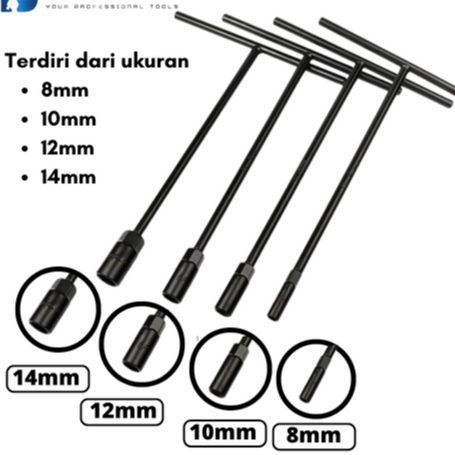 กุญแจ T 4 ชิ้น ยี่ห้อ Freed tools vanadium ขนาด 8MM 10MM 12MM 14MM original นําเข้าประแจ T-Sock คุณภ