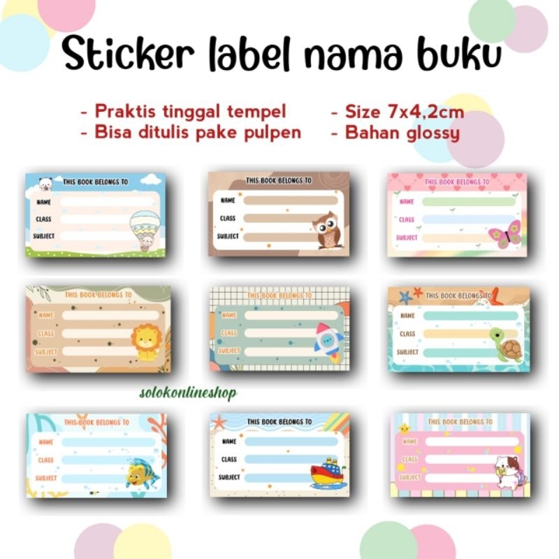 BOOK NAME LABEL STICKERS / AESTHETIC BOOK LABEL STICKERS ต่อชิ้น