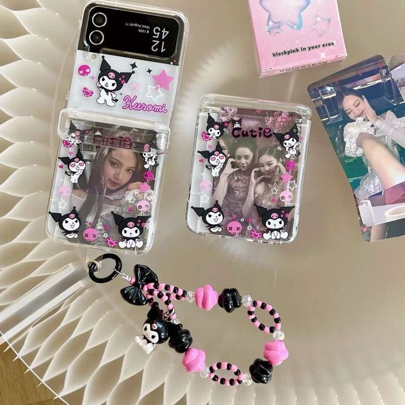 Kuromi Pocket Card Case การ์ดภาพถ่ายเกาหลี Samsung Z Flip 6 5 Zflip 4 Z Flip3 Zflip5 Zflip4 Zflip3