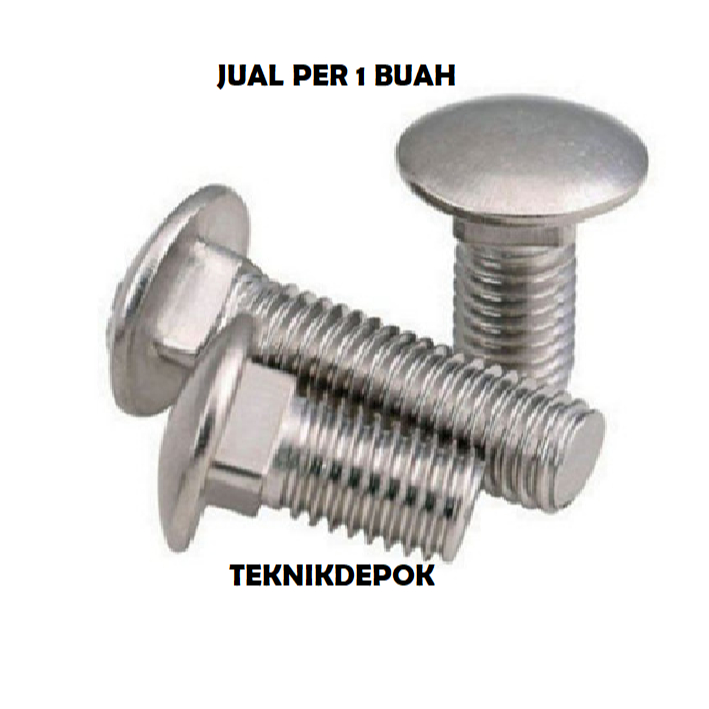 CB M กันชน Bolt 6 x 20 mm Carriage Bolt Chrome เห็ด Bolt M 6 X 2 ซม. กันชน Bolt เฟอร์นิเจอร์รั้วเห็ด