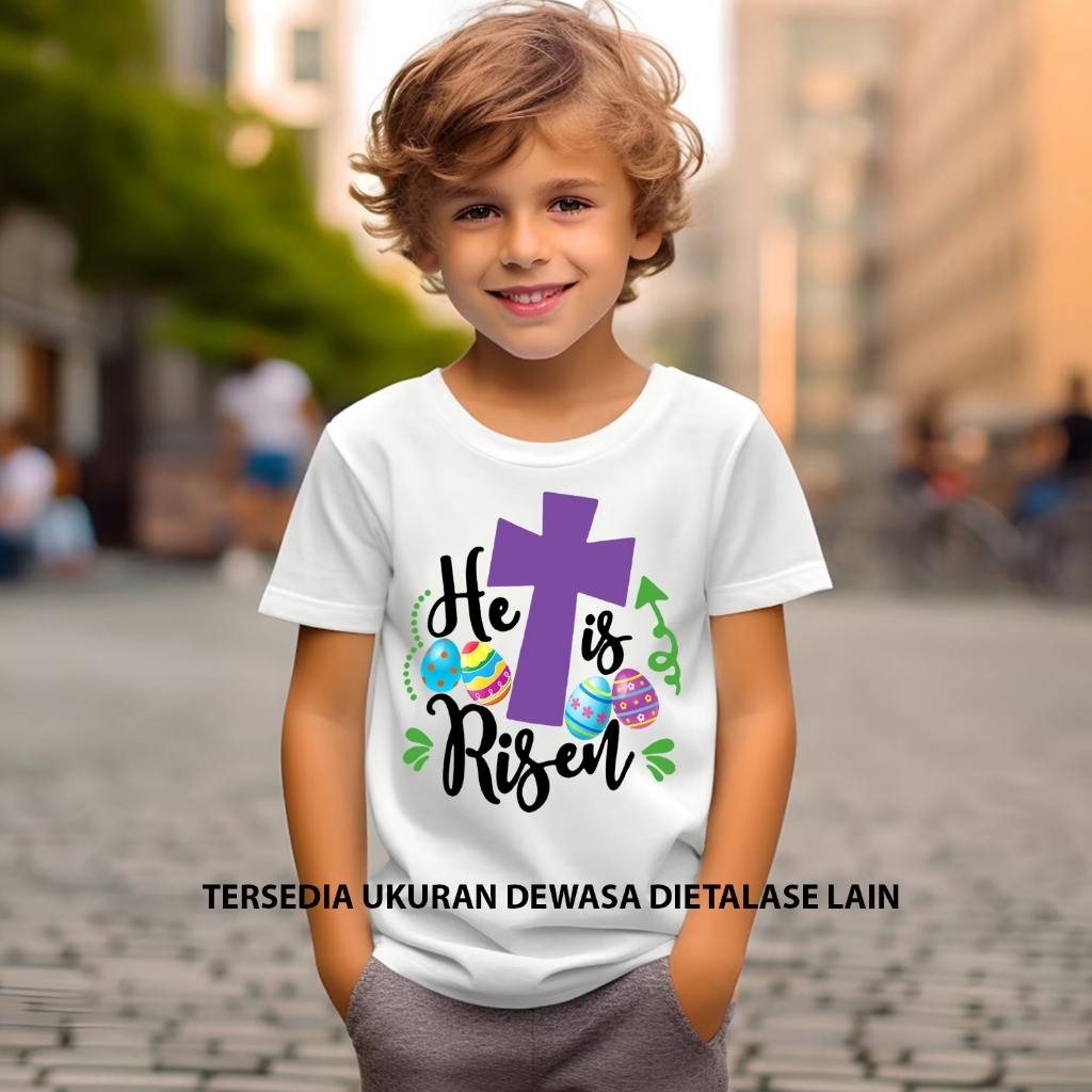 He IS RISEN AND EGG Children 's Easter T-Shirt/Catholic Christian Spiritual T-Shirt/Cross UNISEX T-S