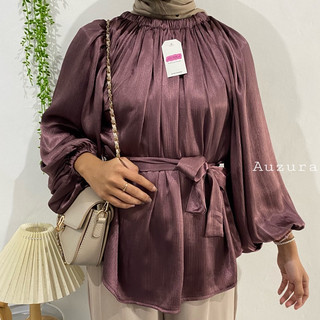 Auzura - Yoona Top | Silk Atasan | Atasan Polyester Credenza anti kusut Flowy
